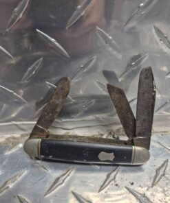 3 blade black handle old time knife