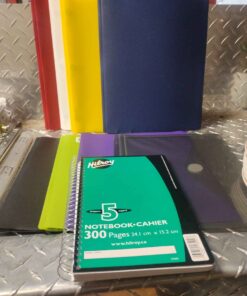 8 file holders and 300 page notebook