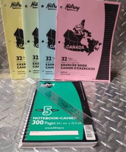 4 32-page exercise books 300 Page notebook and ruler