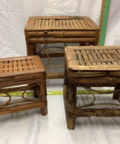 Set of 3 Rattan/Bamboo Nesting Tables