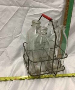 Metal Milk Bottle Carrier with bottles