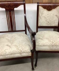 Pair of “Mahogany “ Inlay Upholstered Chairs