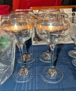 Vintage Wine Glasses with Gold band embellishment