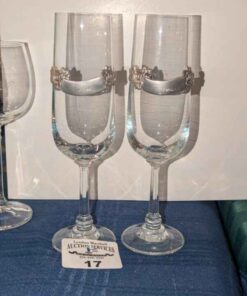Champagne Flutes with Pewter inscription plates
