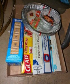 Kitchen wraps, foil pie plates