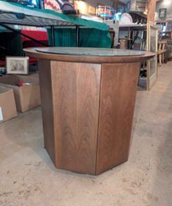 Octagonal glass top side table with storage