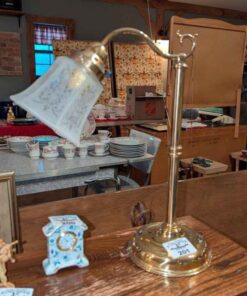 Brass Desk Clock with Etched light Shade