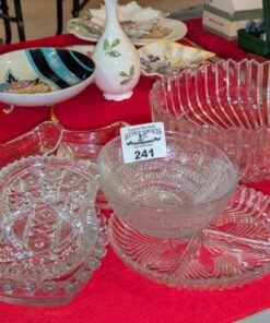 Pickle dishes, serving bowls, hobnail edged heart bowl, etc