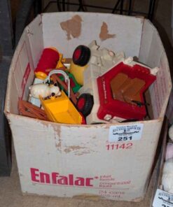 Box of assorted vintage children's toys