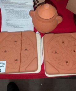 Terra Cotta Garlic keeper and microwave flower presses