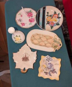 Noritake footed bowl, raised rose vase, Old Foley Candy Dish, etc