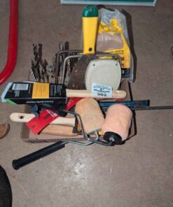 Paint brush, rollers, trowels, bits, etc