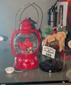 Cardinal Snow Globe and lantern