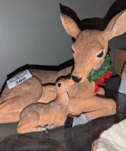 Christmas Doe and fawn statue