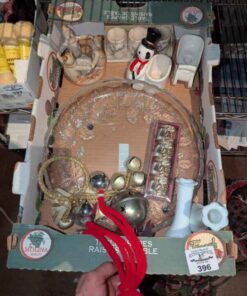 Candle holders, serving platter, christmas bells & Vases