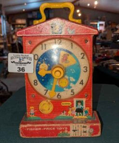 Fisher Price vintage School house music box teaching clock toy