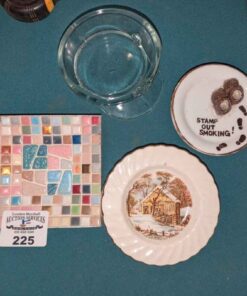 Mosaic, Glass hat and print ash trays