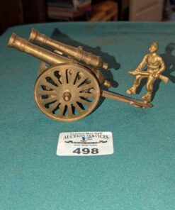 Brass Double barrel canon with soldier