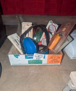 Ear protection, trimmer line, ant traps, mini butane torch, etc