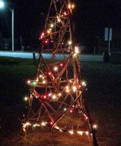 9.5 foot garden trellis with vines and Christmas lights
