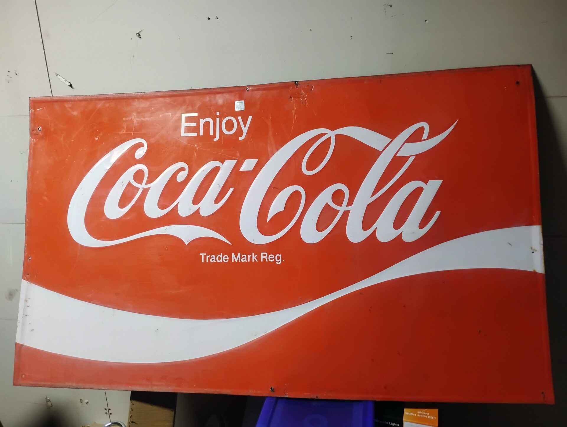 Large metal vintage Coca-Cola sign