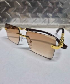 Brown rimless sunglasses