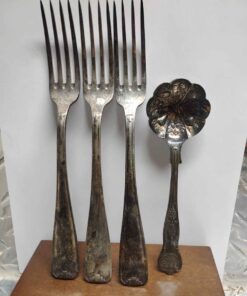 3 forks and dessert spoon