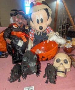 Halloween decorations: Mickey, Witch, rats, etc
