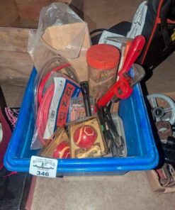 12/2 wire, bungees, adjustable pipe wrench, Tennis ball parking guide, etc