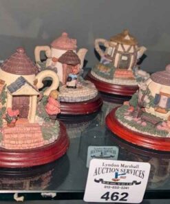 Hewlett Heath Collectible Teapot cottages trinket holders