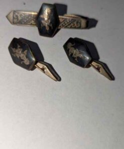 Mexican Sterling cuff links and tie clip