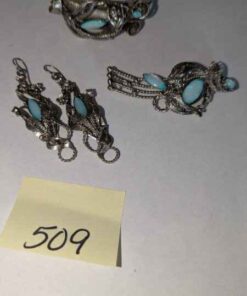 Earrings, bracelet and pin set