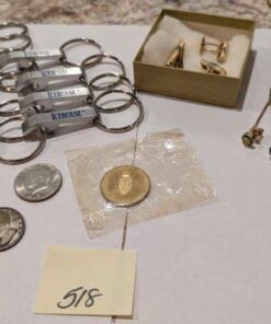 Bottle openers, key chains, cuff links and tie pins