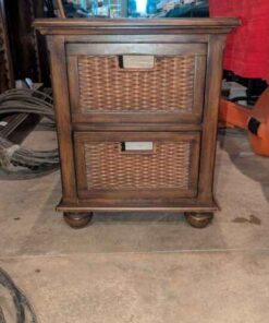 Two drawer stand with basket weave panels