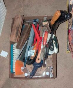 Trowels, goggles, assorted brushes, hand broom, etc