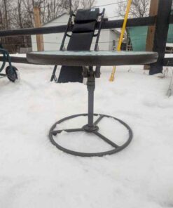 Round glass top patio table