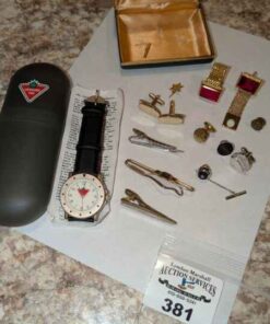Canadian Tire Wrist Watch, cuff links, tie pins, etc