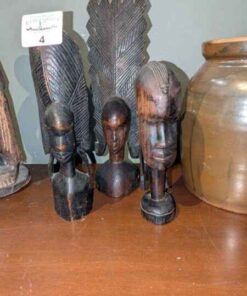 Trio of Wood carved Busts
