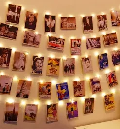 Lighted picture display rope with clothes pins