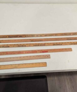 Furious measuring sticks- 18-in, 20-in, 28-in 36-in, to 39 in- featuring compliments of international Harvester, Coleman equipment. New Dundee