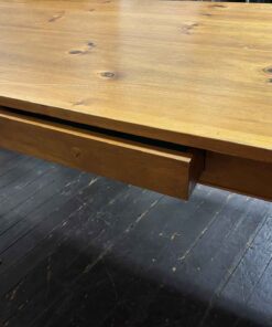 118 - Wooden harvest table with drawer, pine