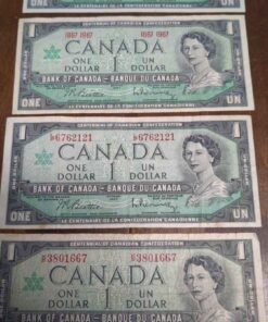 4 Canada centennial 1 dollar bills