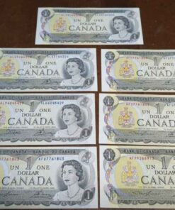 7 non circulated Canada 1 dollar bills