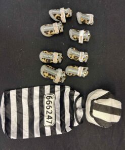 196 - Dog booties - 7 at size 1, 1 at size 2. Dog jail bird costume. Size small.