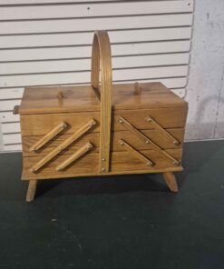 Heavy duty wooden sewing basket