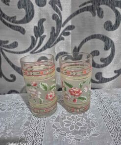 set of glasses with flowers