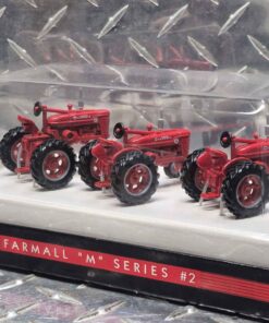 NEW 3 piece die-cast 1/64 scale iH farmall Super M set including 1952 super "M" narrow front 1952 Super "M" wide front and 1952 Super "MV" high crop."