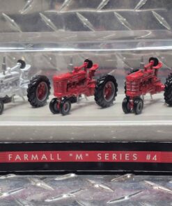 NEW 3 piece die-cast 1/64 scale iH farmall M set including 1945 "M" Demonstrator narrow front 1951 "M" ONE MILLIONTH wide front and 1939 "M" Prototype."