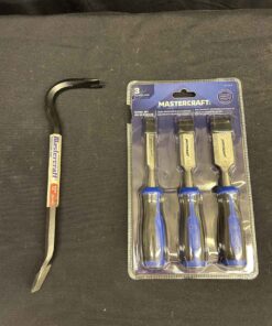 68 - Mastercraft 3 pc chisel set. Mastercraft 12" wrecking bar
