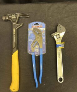 69 - Dewalt 22 oz Tough Series Hammer. Channel lock 12" straight jaw tongue and groove pliers. Powerfist 12"adjustable wrench